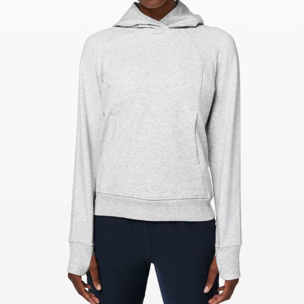 Women Lululemon Scuba Pullover Heathered Core Ultra Light Grey Size 10 Athletic